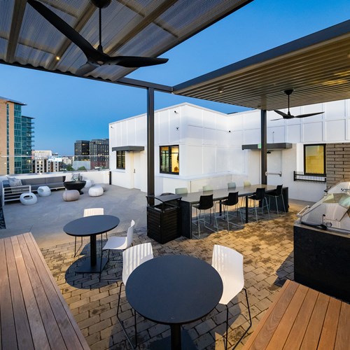 pool deck with grills