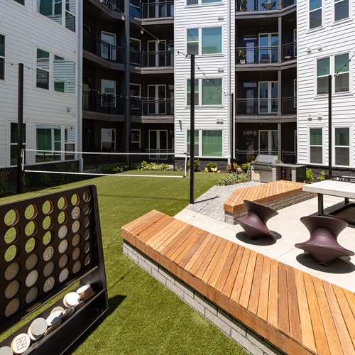 resident courtyard with gaming areas and seating