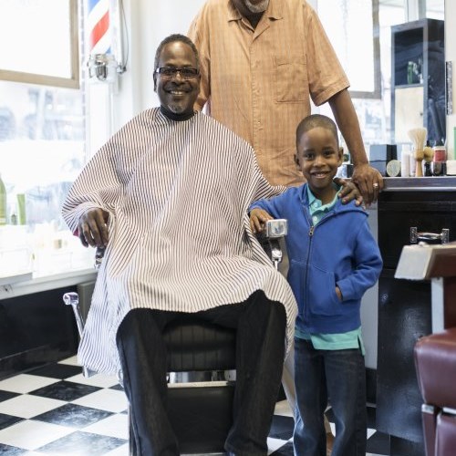 Locals at a barber shop