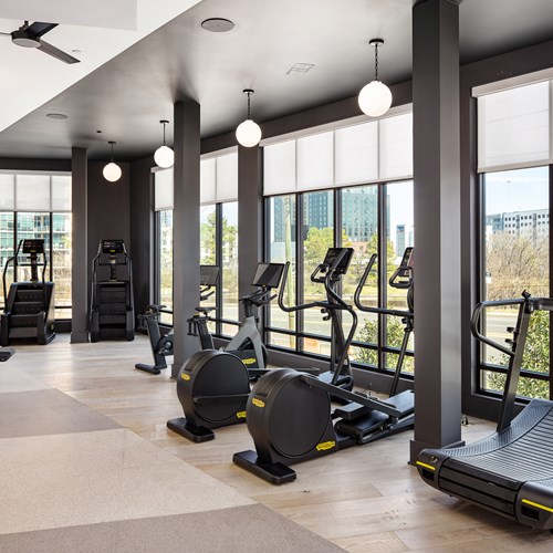 gym cardio equipment with view