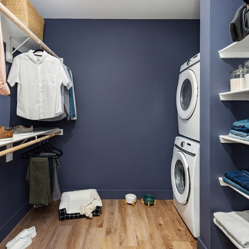 unit closet with washer and dryer